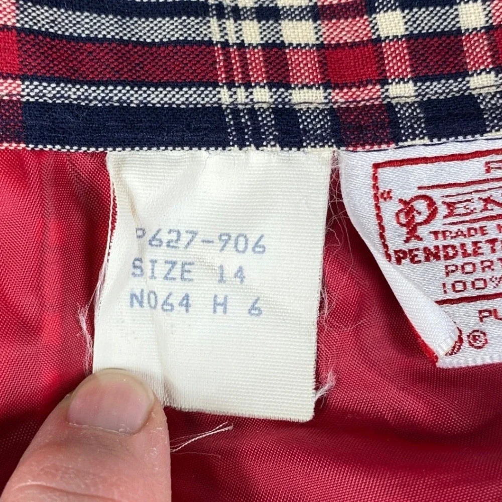 Vintage Petite Pendleton Red Plaid Wool Midi Skirt Size 14 P627-906 Made‎ in USA
